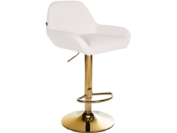 Banqueta de bar X1 com apoio para os pés e encosto baixo, design moderno, assento em PVC branco, estrutura em metal dourado 10_0006150