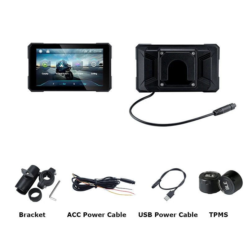 Sistema De Navegação Para Motocicletas De 5 Polegadas (carplay-tpms), À Prova D'água E Removível.
