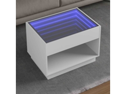 Vidaxl Mesa De Centro Luzes Led Infinity 70x50x50 Cm Branco