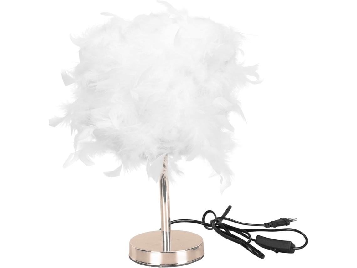 Abajur de Mesa com Penas, Elegante e Distinto, com Design Decorativo para Quarto. SFUSHOS
