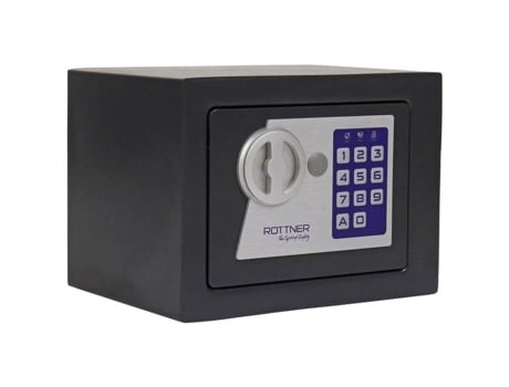 Cofre Rottner Jupiter 1 com fechadura eletrônica, abertura de emergência, antracite, 23 x 17 x 17 cm