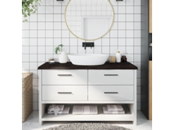Vidaxl Bancada P/ Wc 140x60x(2-4)cm Madeira Tratada Maciça Castanho
