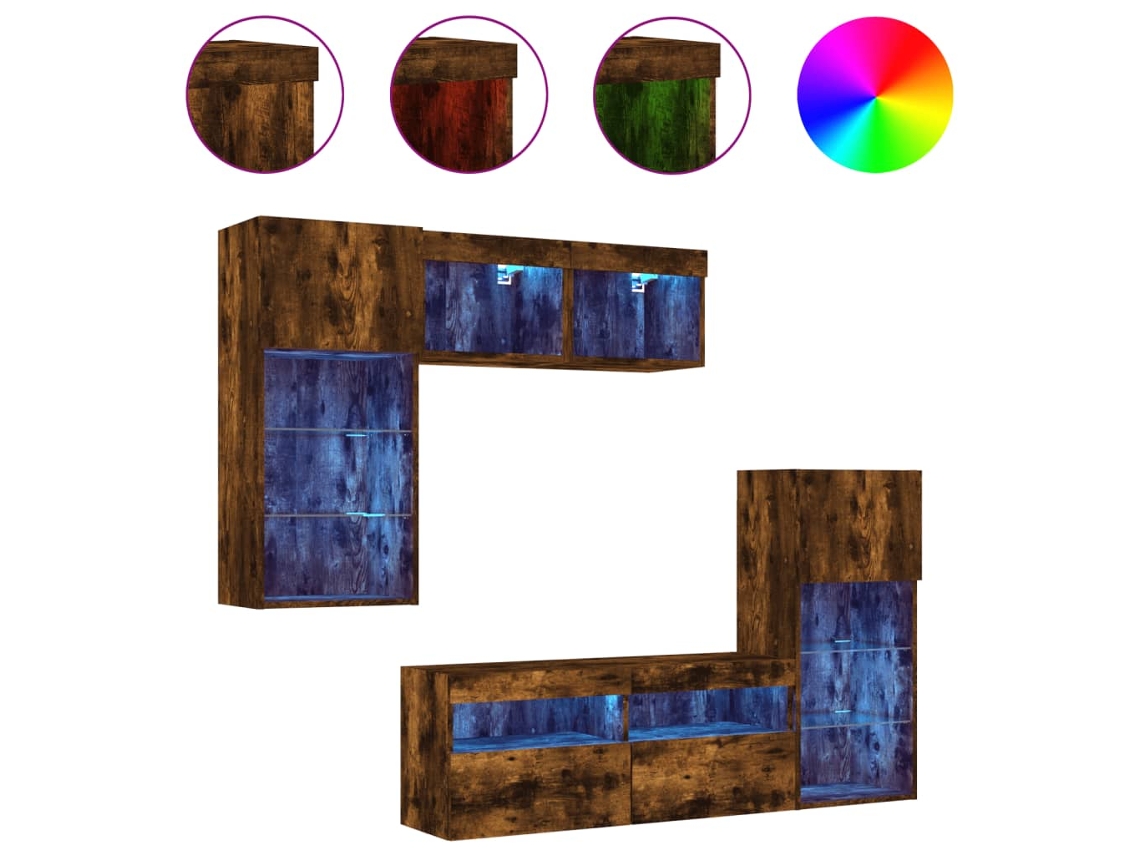 Tv Wall Unit, Tv Wall Units Vidaxl Marrom Madeira Processada (n/a)
