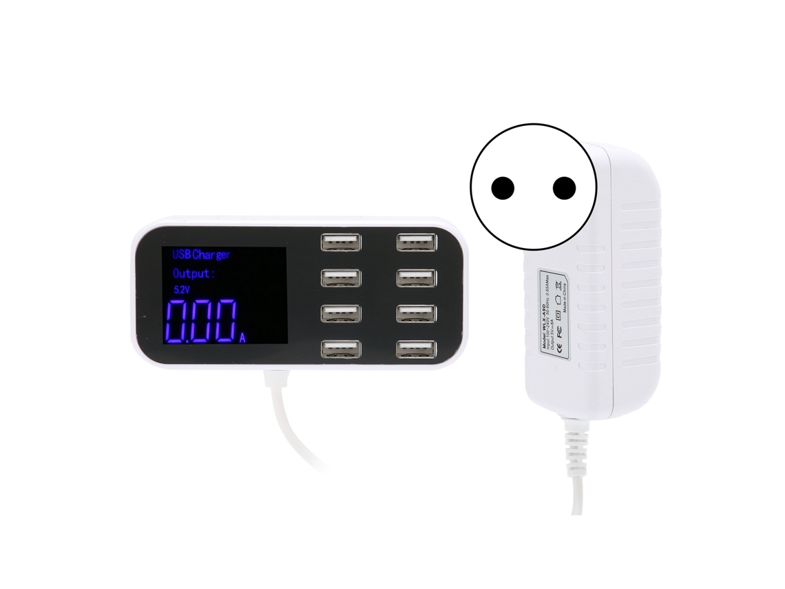 Carregador USB com 8 portas e display EOOCOO