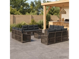 Vidaxl Conjunto De Sofá De Jardim 13 Pcs Cinzento Vime Pe