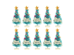 Primerox 10 Peças Árvore de Natal Miniatura para Casinha de Boneca 1/12 Decoração de Natal