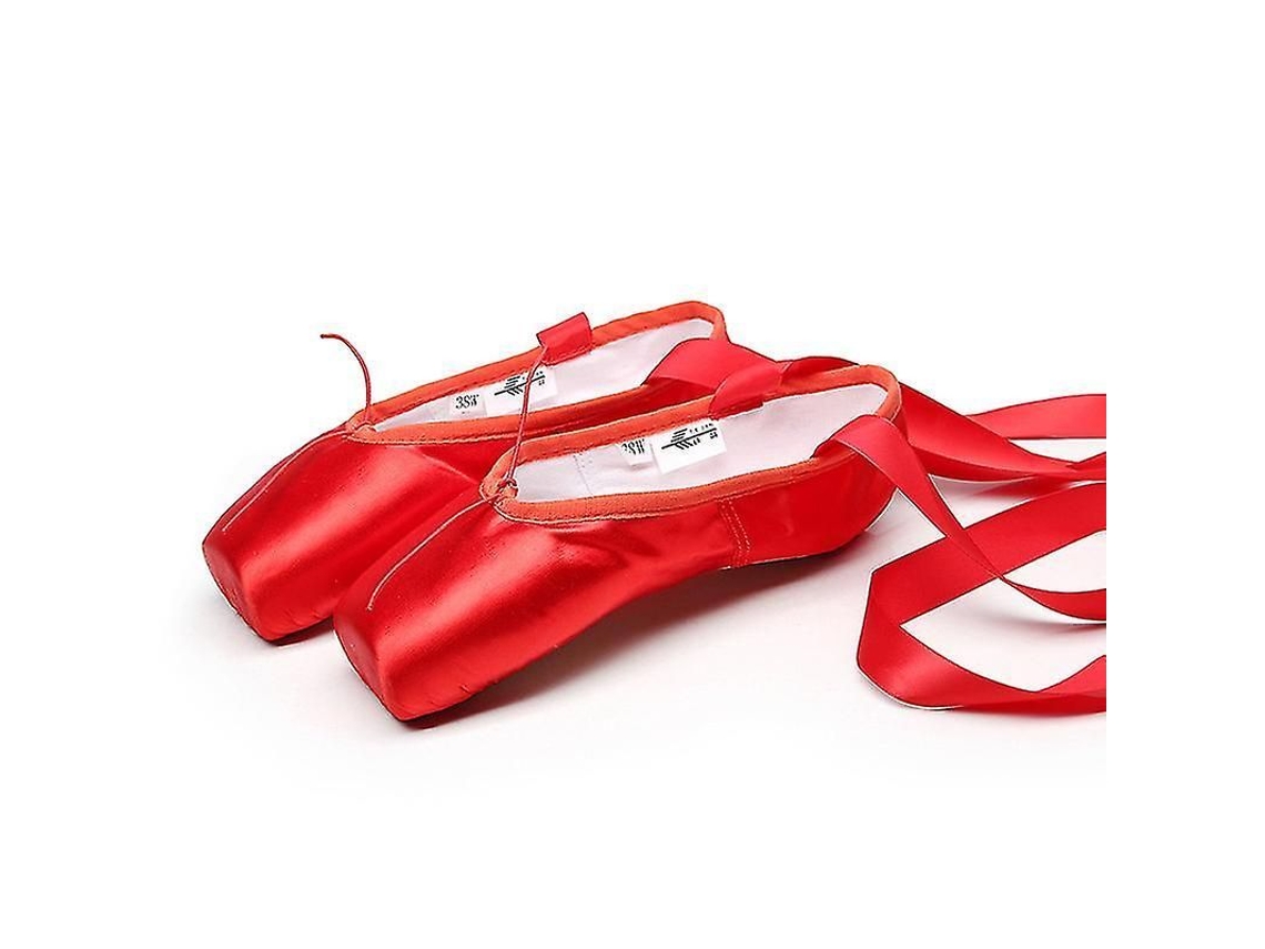 Sapatos de dança de ponto de cetim Iron Arrow para crianças, tamanhos 31 a 45, vermelho e preto, respiráveis e leves