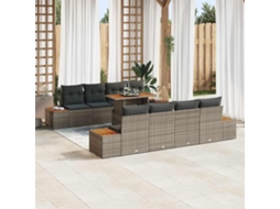 Vidaxl Conjunto De Sofá De Jardim 9 Unid. Cinzeto Rattan Sintético