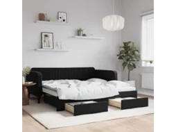 Vidaxl Sofá-cama Com Gavetão E Gavetas 90x190 Cm Veludo Preto