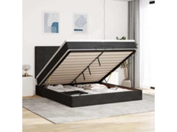 Estrutura De Cama Otomana Com Colchões 200x200cm Veludo Preto