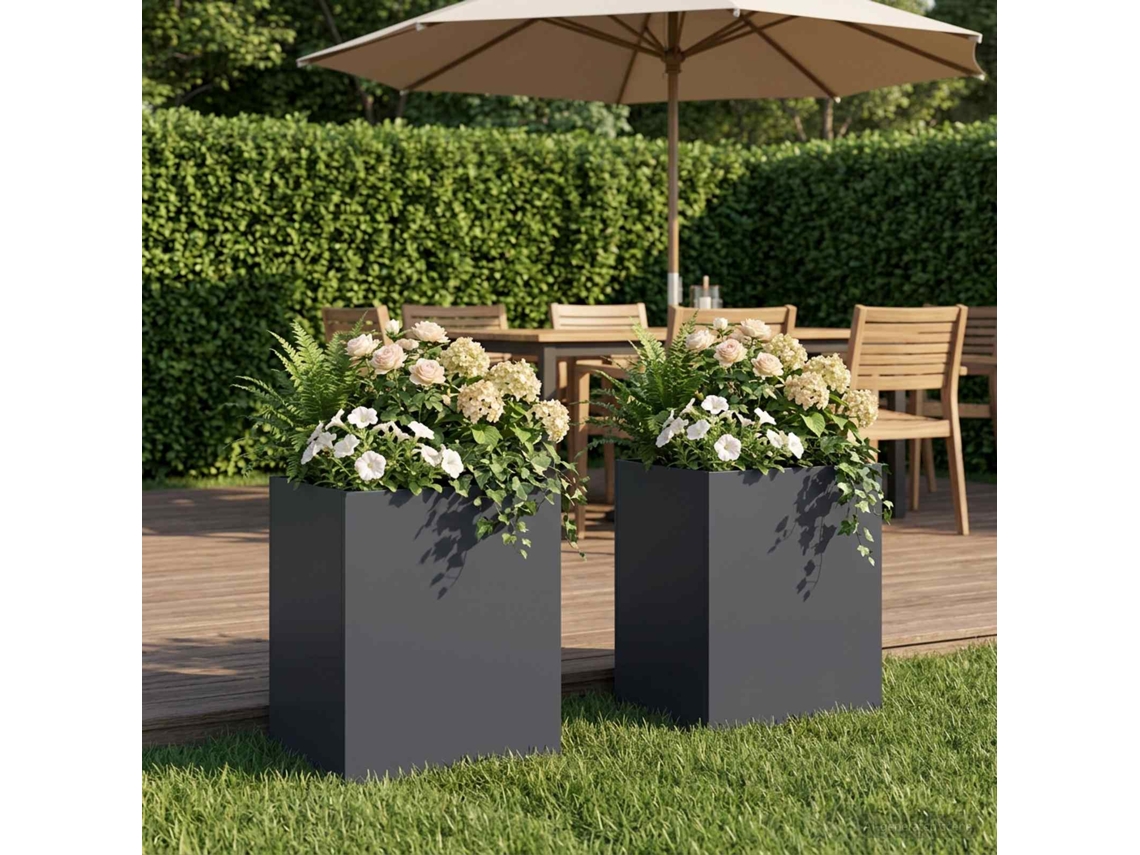 Vidaxl Vaso De Jardim 2 Unid. Antracite 40 X 30 X 40 Cm