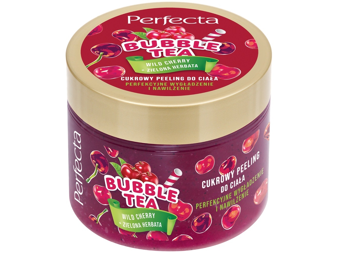 Wild Cherry Bubble Tea Sugar Exfoliating Body Scrub, 300g Perfecta