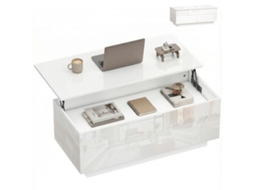 Mesa de Centro Ajustável, com Armazenamento, 2 Gavetas, Branco, Alto Brilho | S/MARCA
