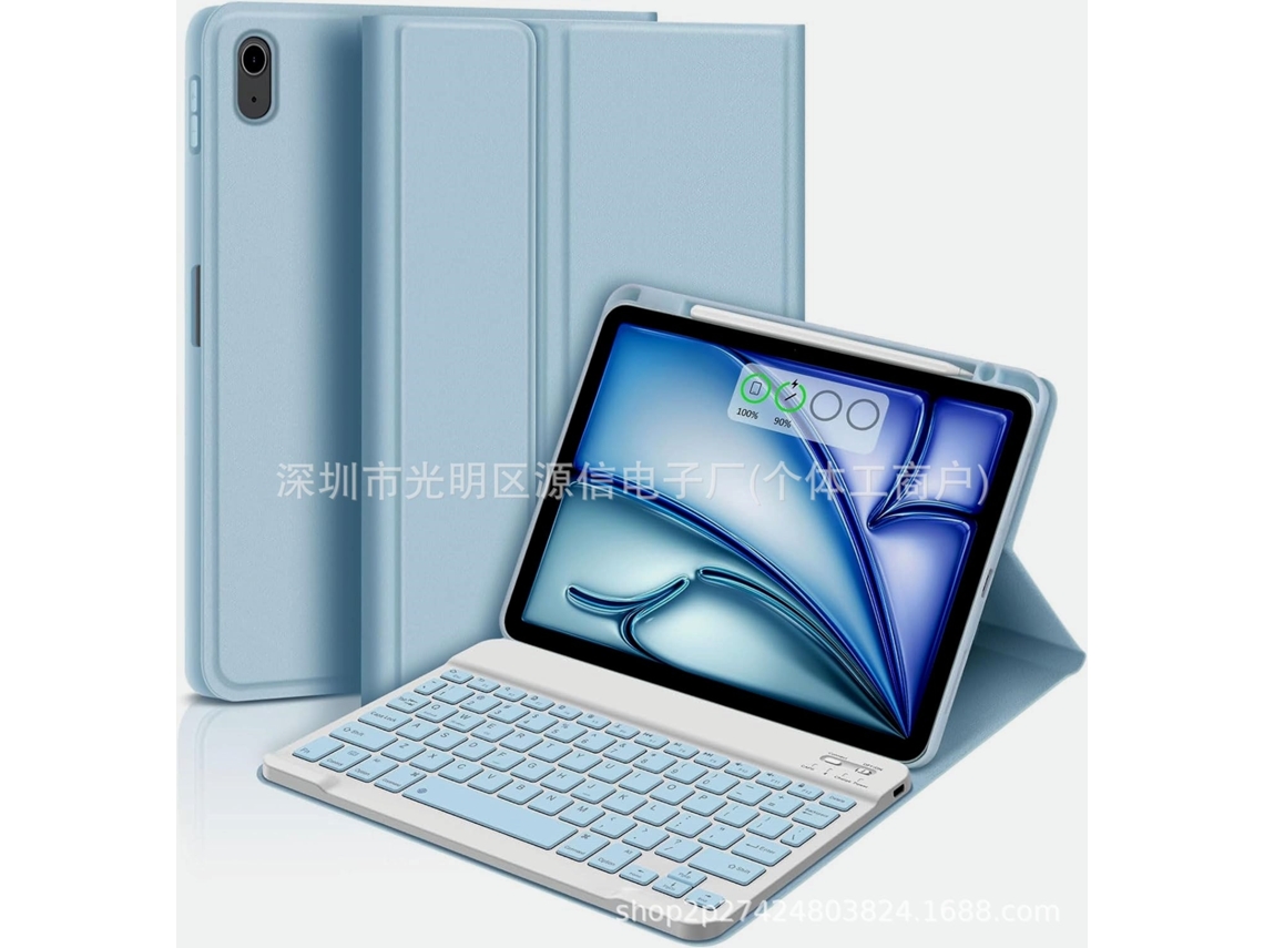 Capa Com Teclado Para Tablet Lurelia, Compatível Com I Pad Pro 13" (2024, Azul, Teclado Bluetooth, Rato 2.4g