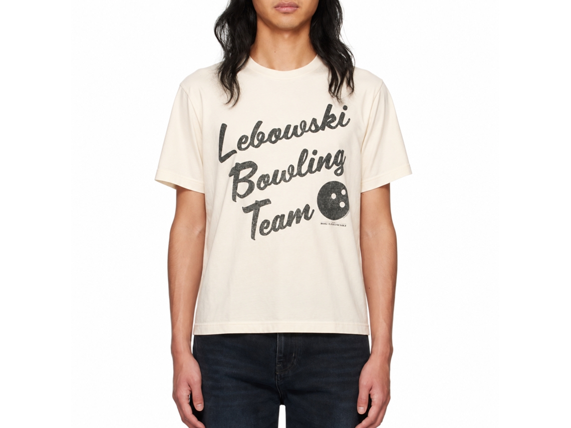 Rockinstone The Big Lebowski Bowling Team Solid Natural Adult T-shirt Size:s
