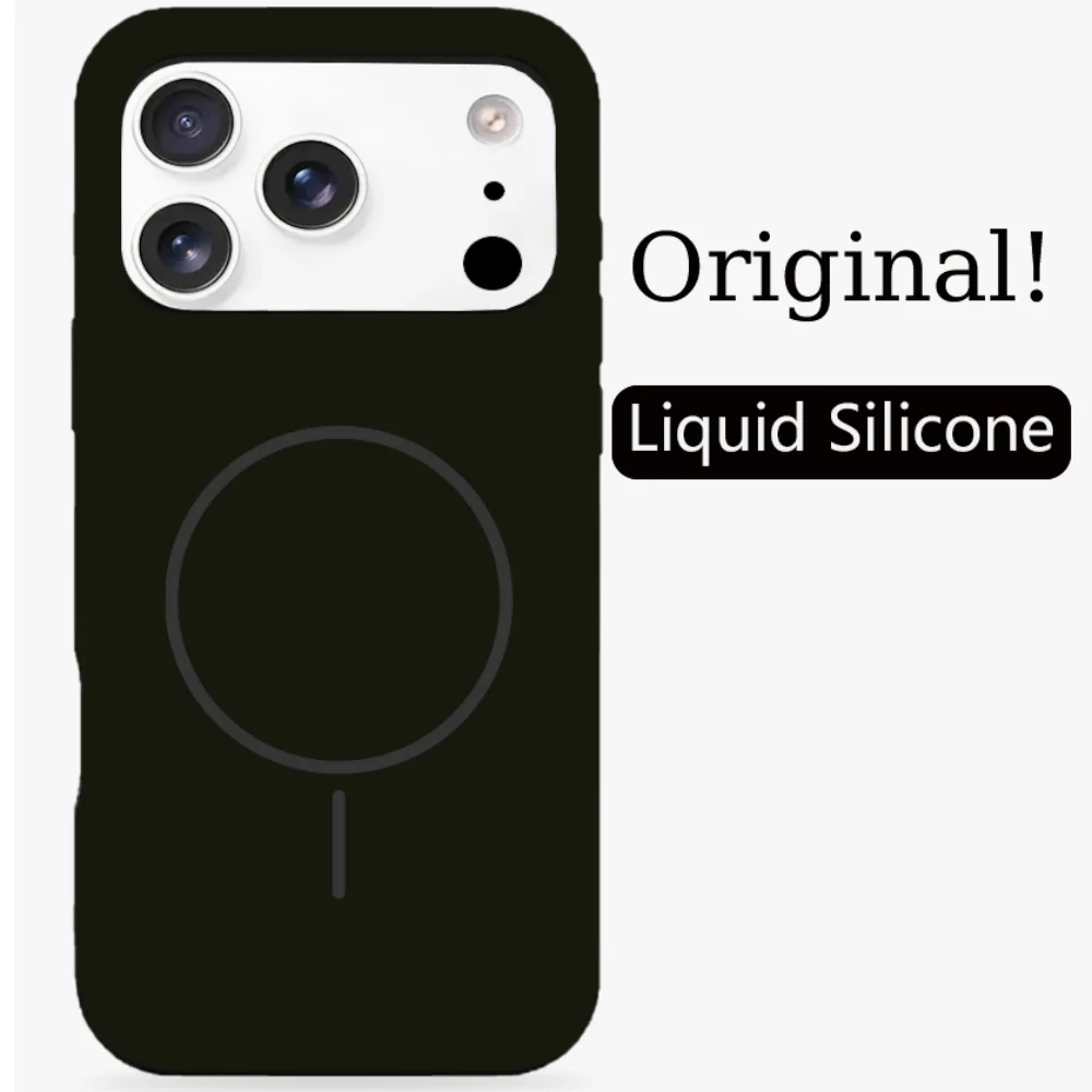 (preto, Iphone 14 Pro Max) Capa Protetora De Silicone Líquido De Alta Qualidade, Macia Ao Toque, Compatível Com Carregamento Sem Fio Magnético.