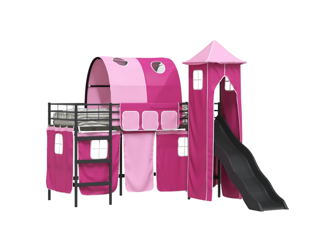 Estrutura de Cama Loft para Crianças Preto e Rosa 99,5x190 cm MAISON EXCLUSIVE