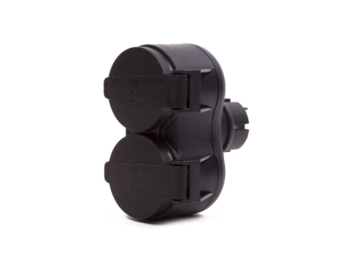 Adaptador Duplo Com Aterramento E Tampa Preta