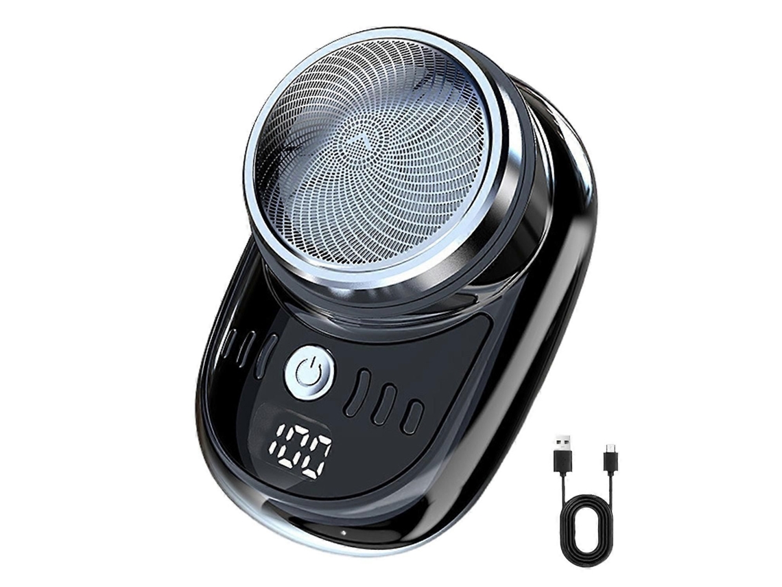 Barbeador Elétrico Masculino Bateria Display Usb Recarregável Mini Viagem Navalha Rotativa Portátil Cabelo Sem Fio