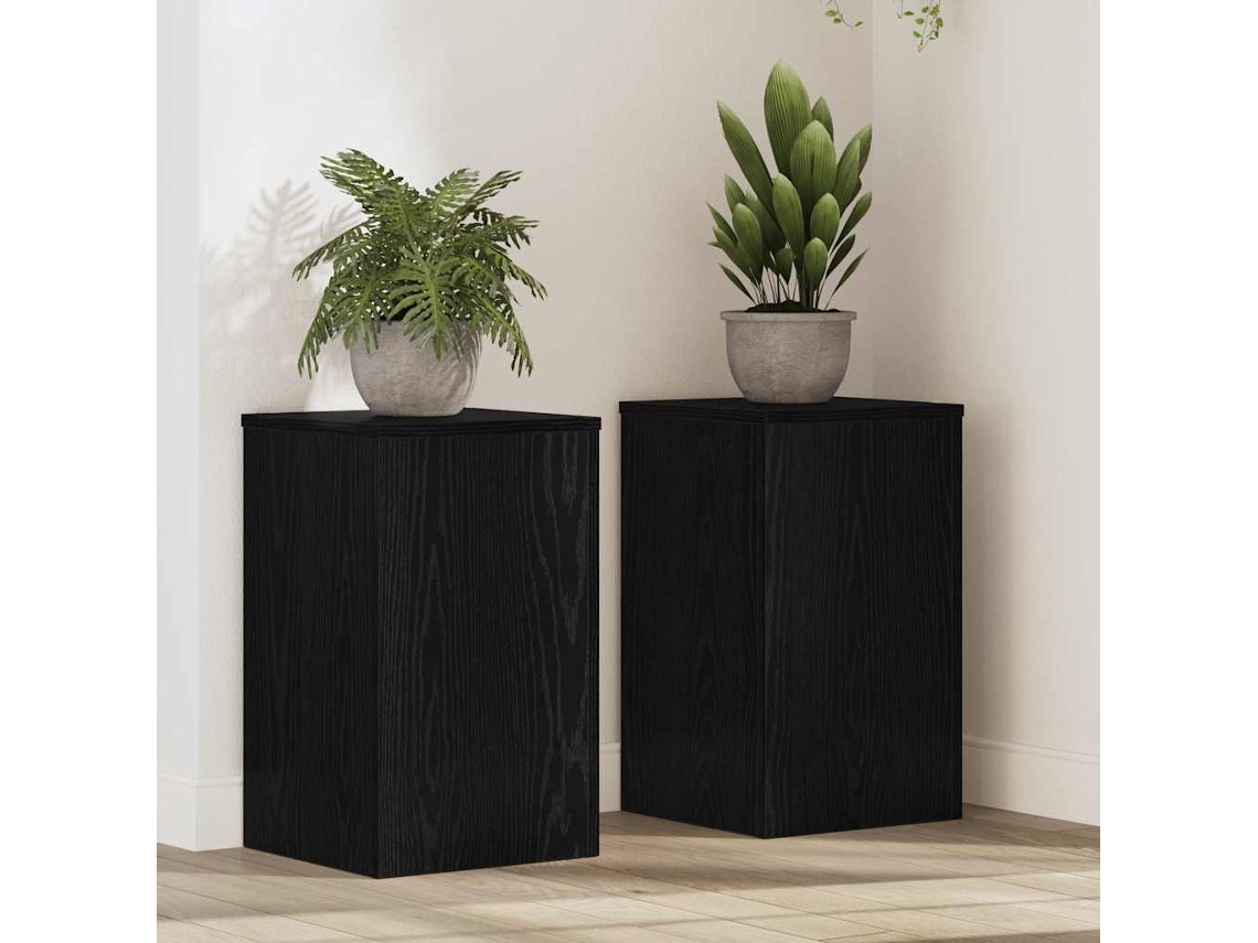 Vidaxl Suporte Para Plantas 2 Unid. Carvalho Preto 30 X 30 X 50 Cm