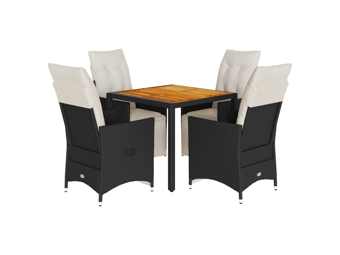 Maison Exclusive - 5 Pcs Conjunto De Jantar P/ Jardim C/ Almofadões Vime Pe Preto