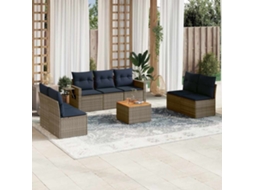 Vidaxl Conjunto De Sofá De Jardim Com 8 Peças E Almofadas Em Rattan Sintético Cinza