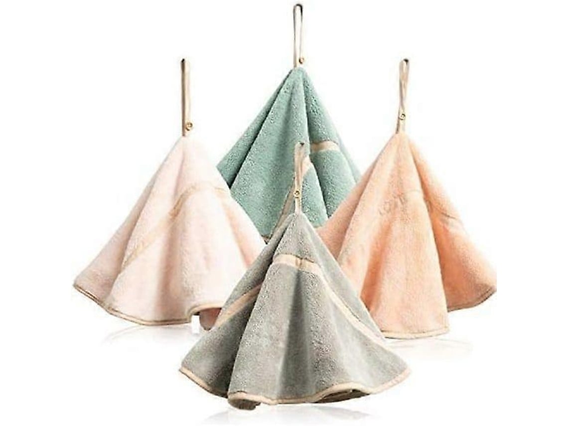 Conjunto de 4 Toalhas de Banho com Alça, Absorventes, em Tecido Fleece Coral, Macias e Grossas, Redondas, 4 Cores AQUAFORGE