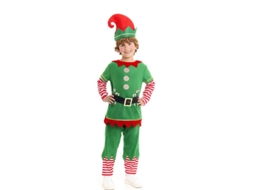Fato de Elfo Polar verde e vermelho com cinto para criança