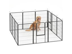 Parque para Cães de 12 Painéis com 100 Cm de Altura e Portas para Preto Interno e Externo Ge