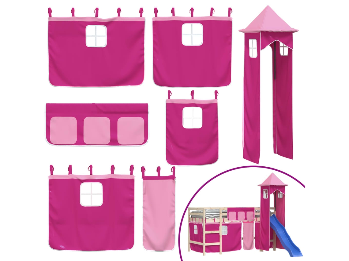 Curtain For Loft Bed, Curtains For Loft Bed Vidaxl Cor-de-rosa Poliéster (n/a)