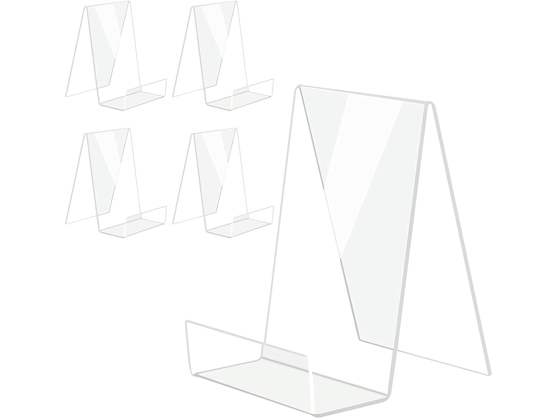 Suporte de Livro Acrílico com Borda 5 Peças Cavalete de Exibição de Acrílico Transparente Suporte de Tablet Transparente para Exibir Fotos Livros,