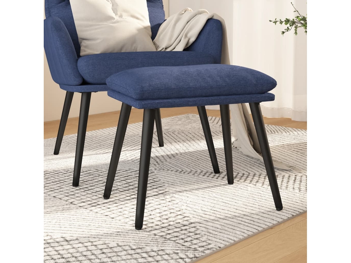 Vidaxl Apoio De Pés 45x29,5x35 Cm Tecido Azul
