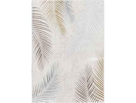 Tapete Mila Brilhante Padrão Folhas, Creme, 240 X 340 Cm