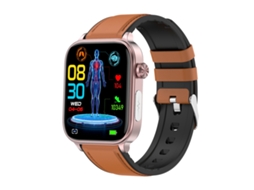 (marrom) Pulseira Inteligente Com Tela Colorida De 1,96 Polegadas E Pulseira De Couro, Compatível Com Chamadas Bluetooth E Função Ecg.