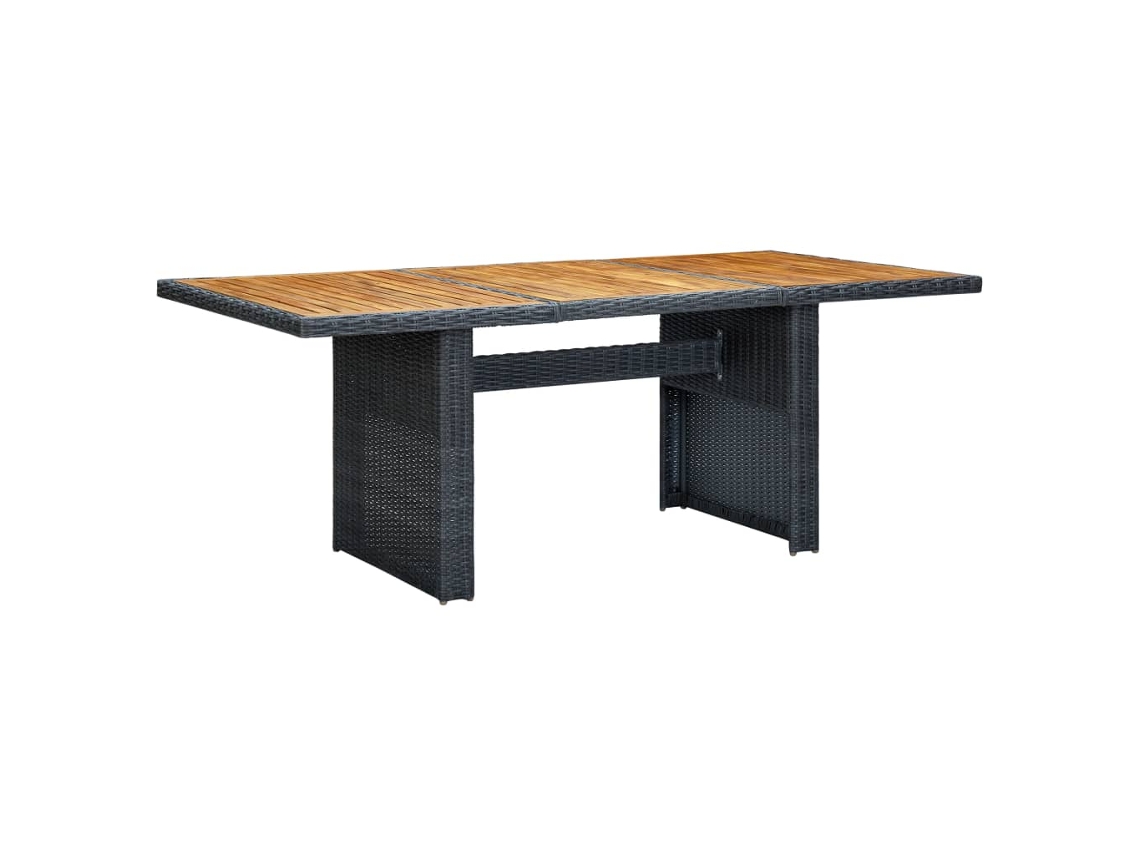 Vidaxl Mesa De Jardim Vime Pe/madeira Acácia Maciça Cinzento-escuro