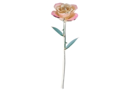 Rosa Plateada Em Ouro 24k Com Folha Verde Base Branca Rosa Decoração Presente Para Dia De São Valentim