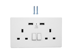 Laxiscreed Tomada Usb Dupla Reino Unido Com Painel Escovado E Suporte Entrada De 2100ma