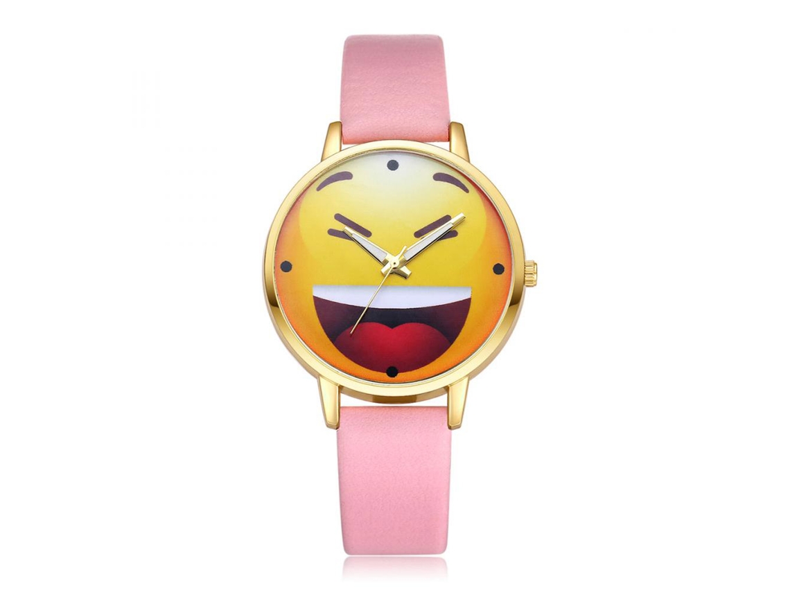 Relógio de pulso analógico de quartzo Ivpai com pulseira de PU rosa