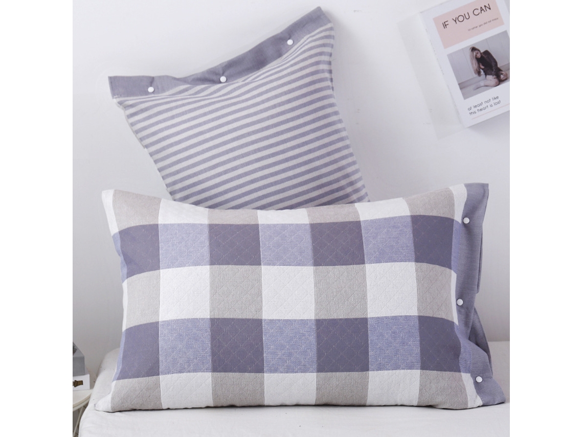 2 Pack Fronhas de Algodão Laváveis para Quarto Xadrez Roxo Claro EVELTEK 48x74cmxset
