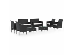 Maison Exclusive - 8 Pcs Conjunto Lounge De Jardim C/ Almofadões Vime Pe Preto