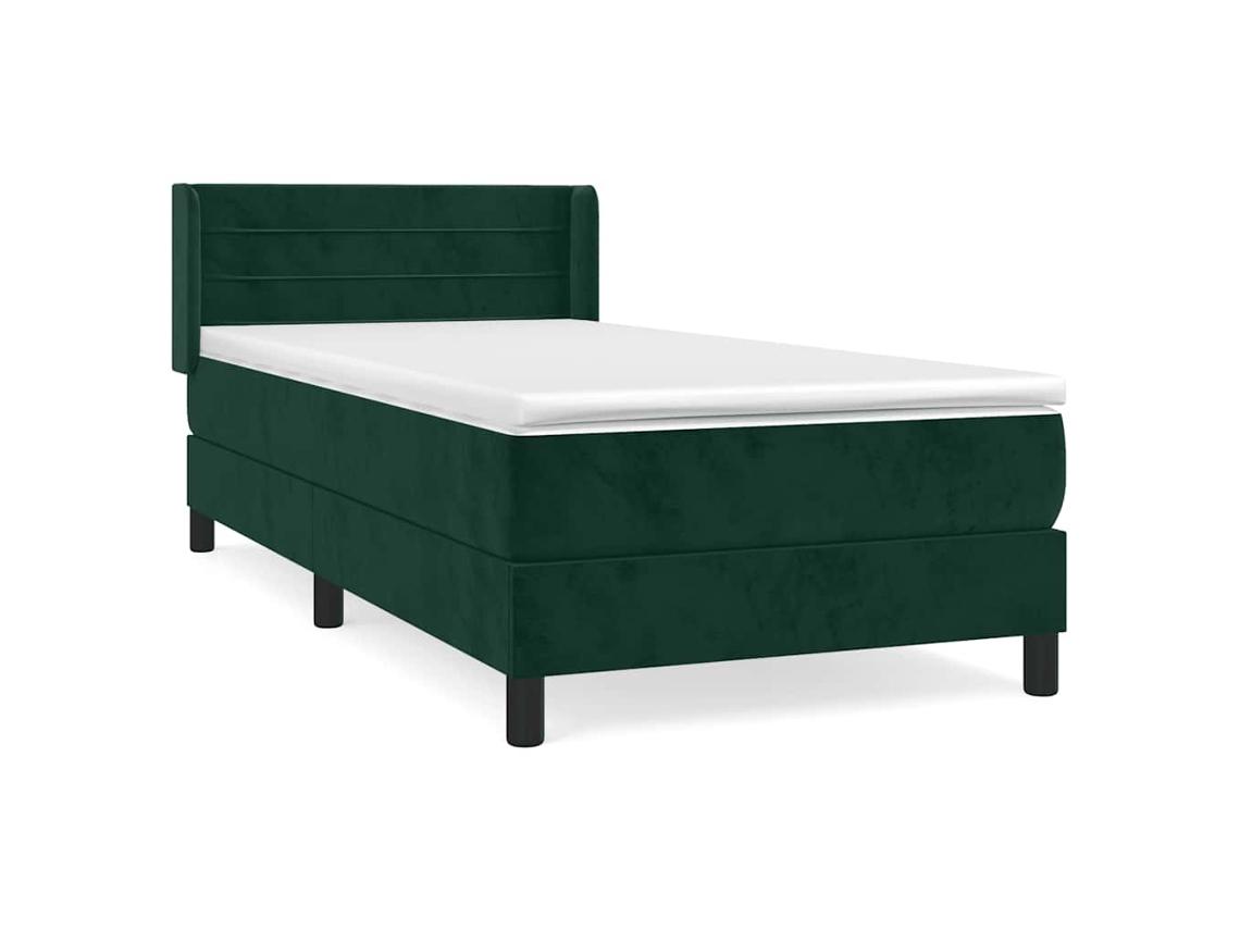 Cama com Molas/colchão 90x190 Cm Veludo Verde escuro MAISON EXCLUSIVE