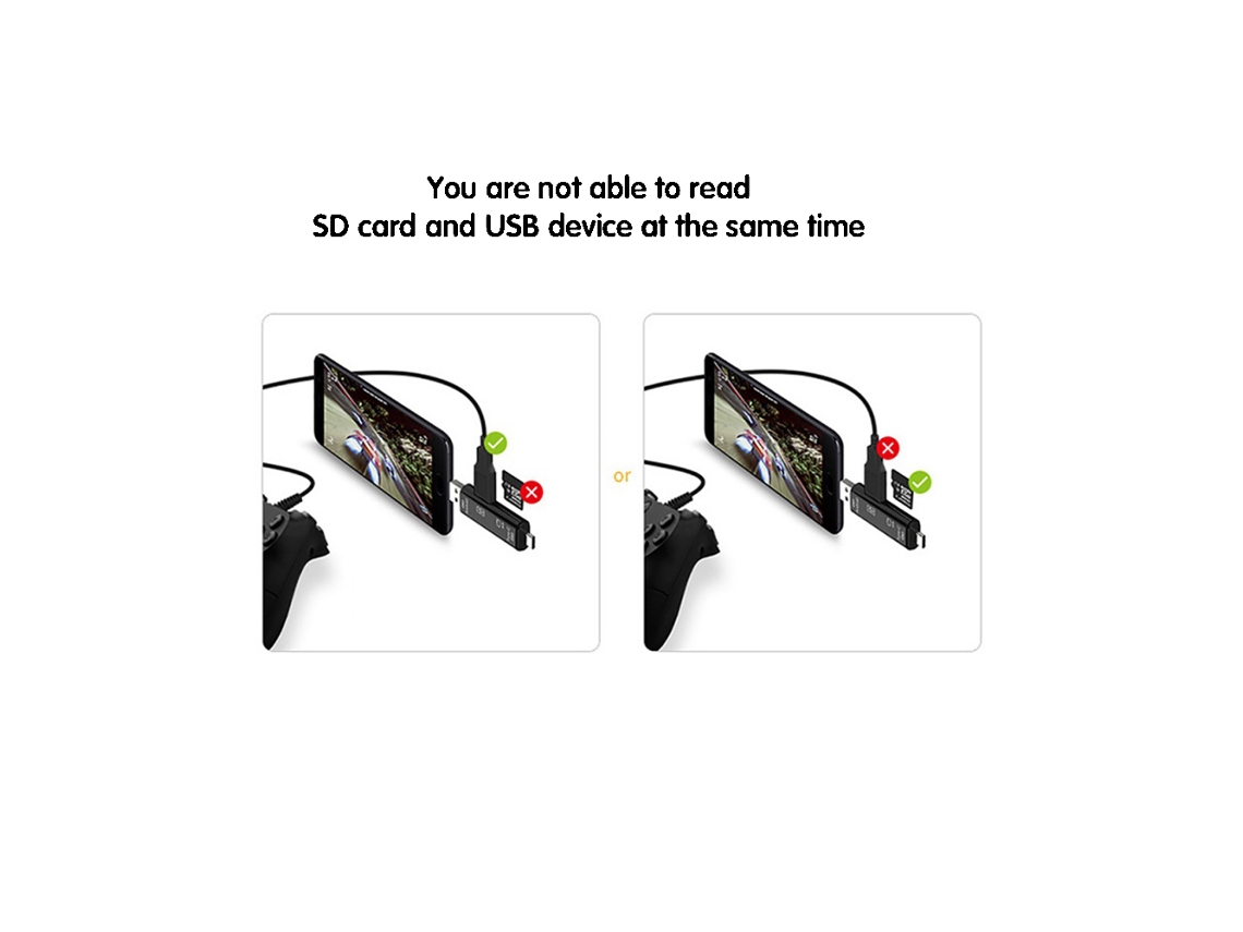 Leitor De Cartões 3 Em 1 Type C, Otg Para Pc E Celular, Compatível, Preto Luz Dourada
