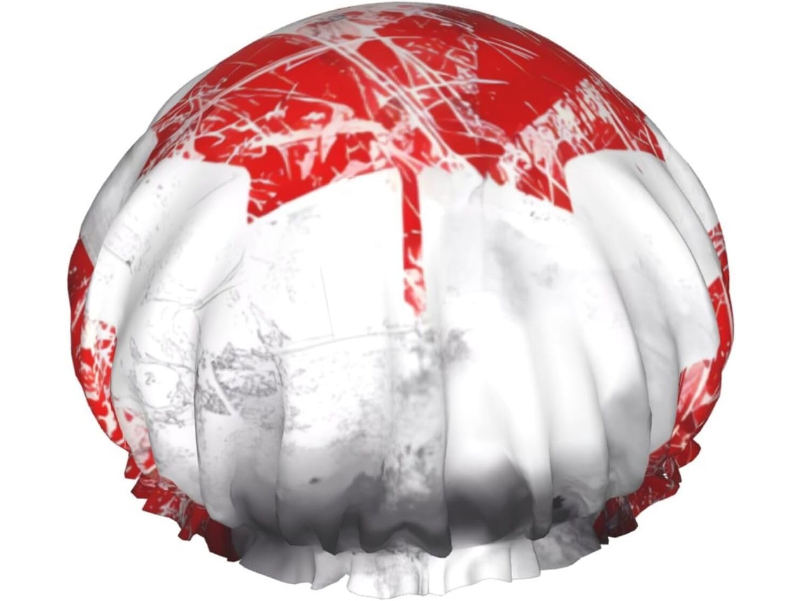 Touca De Banho Tamanho Único – Reutilizável, Dupla Camada, Design Retrô Com A Bandeira Canadense E Elástico – Essencial