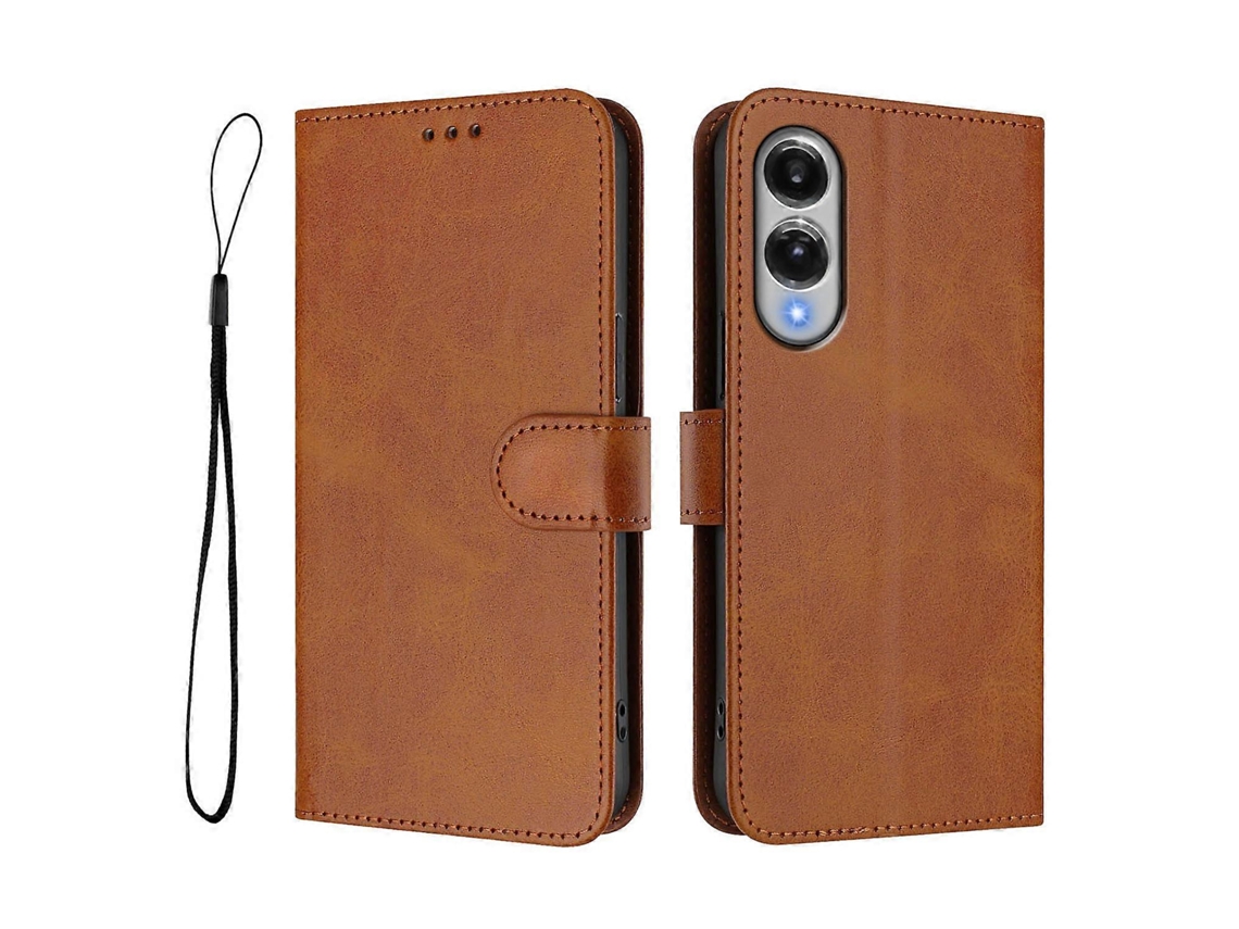 Capa Tipo Carteira Com Bloqueio Rfid E Textura De Couro De Bezerro Para Samsung Galaxy S25 Edge, Capa Com Alça Marrom