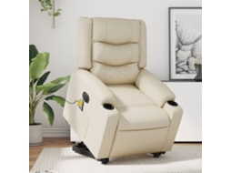 Vidaxl Poltrona Reclinável Elevatória Elétrica Couro Artificial Creme