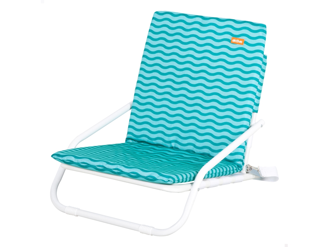 Cadeira de Praia Leve Azul Intex com Alça de Transporte, 46x60x50 Cm, Tecido Respirável, Cadeira Baixa Dobrável, com Capacidade para Até 110 Kg AKTIVE