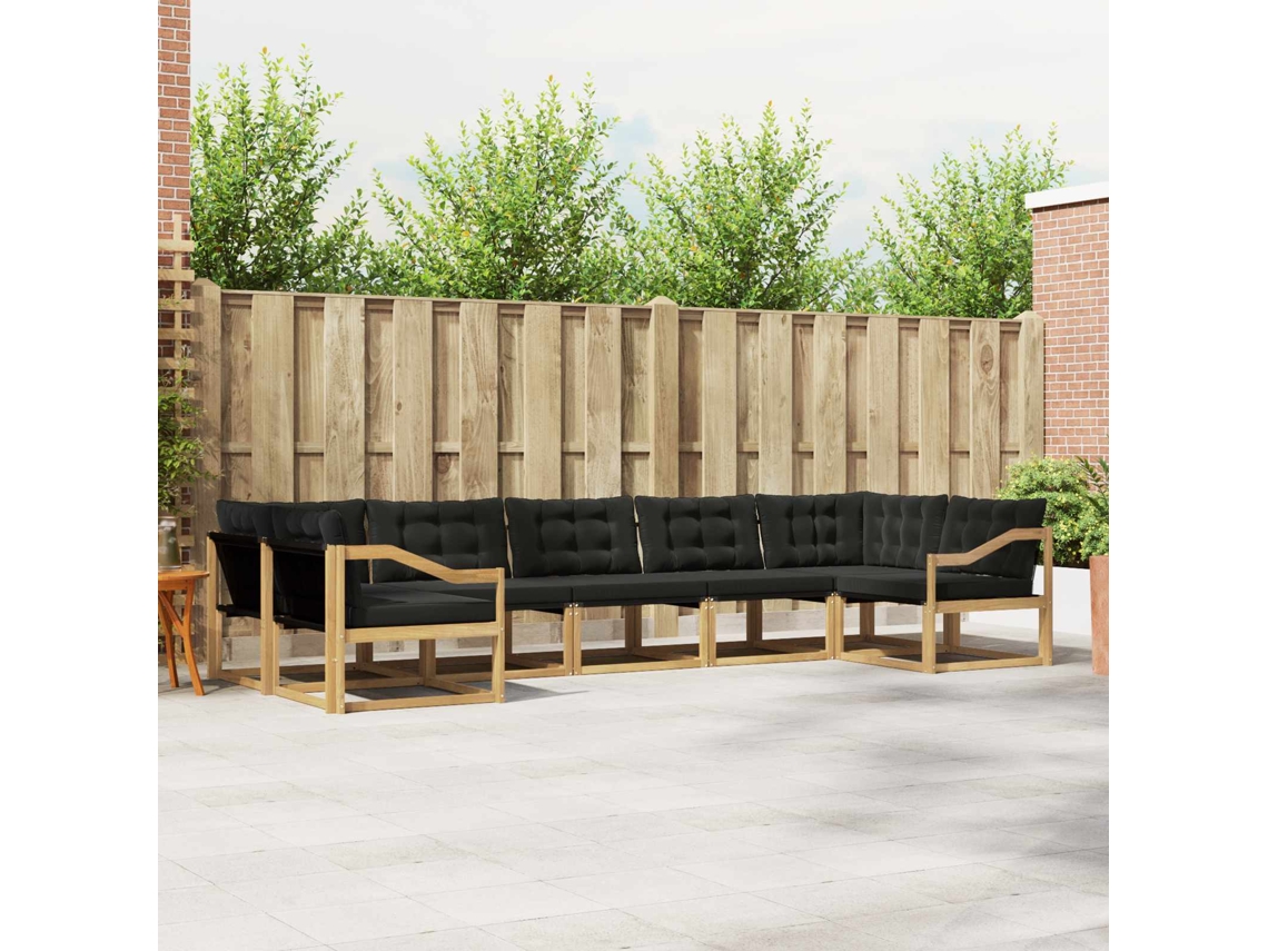 Vidaxl Conjunto De Sofás Para Exterior 7 Pcs Branco E Preto