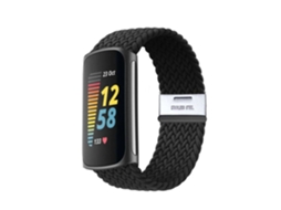Bracelete Pulseira Entrançada Flexível para Fitbit by Google Charge 5 Preto