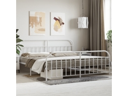 Estrutura De Cama Com Cabeceira E Pés 200x200 Cm Metal Branco