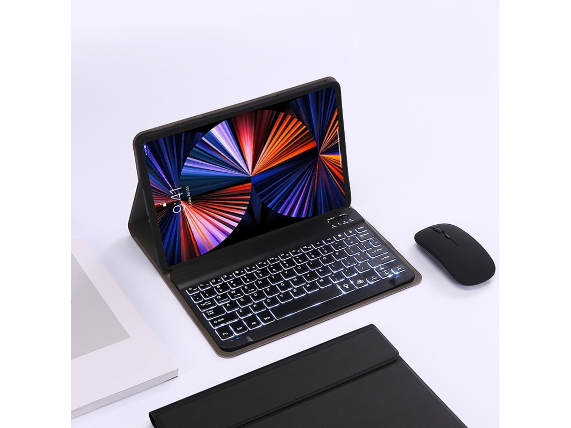 Capa Com Teclado Para Lenovo Idea Tab Pro 12.7 Polegadas 2025, Com Touchpad E Retroiluminação Rgb Destacável Cor Preta, Para Estudo Elysve
